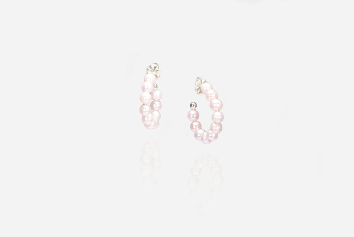 String Of Pearls Rose Hoop Earrings