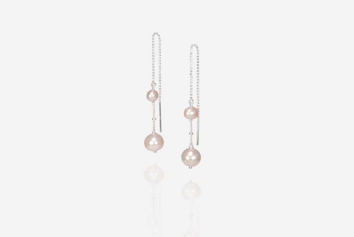 String Of Pearls Rose Pearl Threader Earrings